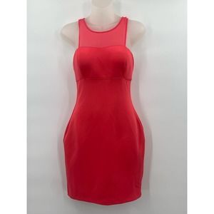 Guess Los Angeles Bodycon Dress 0 Pink Zip Razorback Back Lined Round Mesh